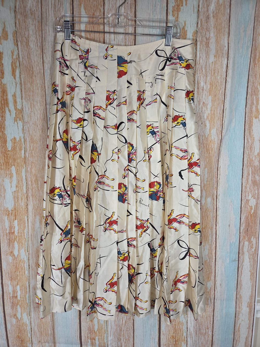 Tory Burch "Vance" Silk Pleated Dancer Print Midi Skirt Fall 2017. 100% Silk